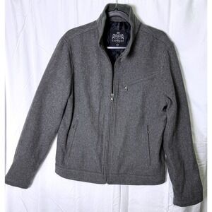 Express Mens Gray Wool Blend Full Zip Mock Neck Jacket Coat Medium RN55285